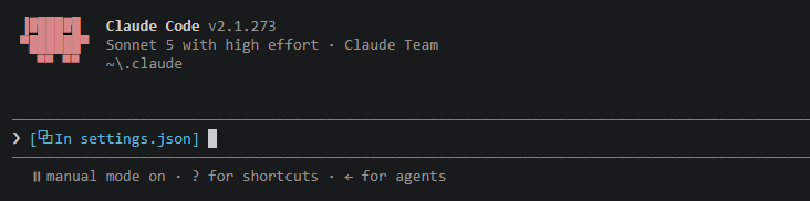 デフォルトのままのClaude Codeの画面