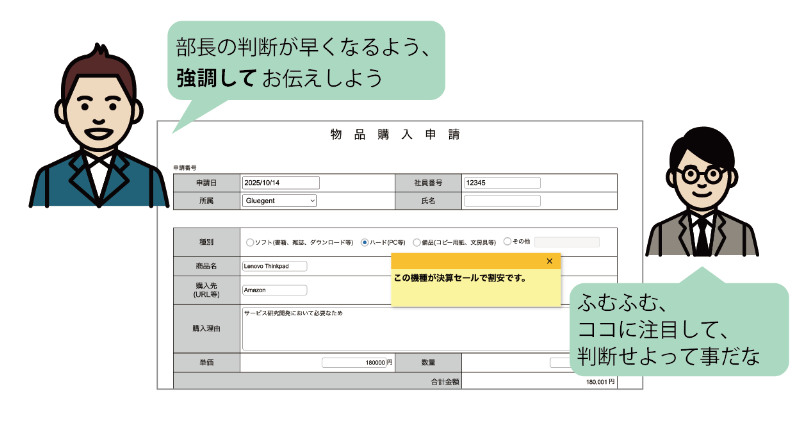 決裁に関する情報の補完